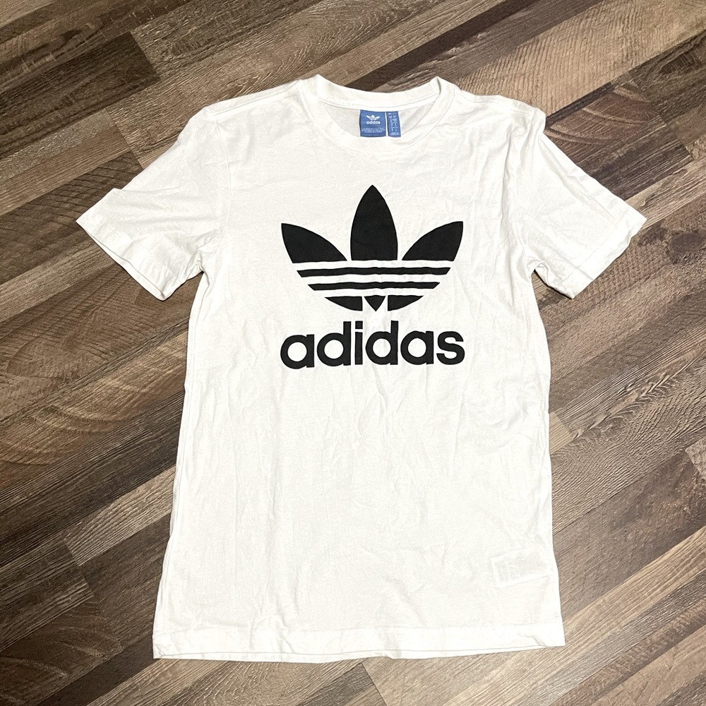 White Adidas Logo T-Shirt, Small